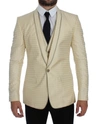 Dolce & Gabbana Beige Polka Dot Silk 2 Piece Blazer In Beige