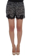 DOLCE & GABBANA DOLCE & GABBANA BLACK WHITE FLORAL LACE SILK SLEEPWEAR WOMEN'S SHORTS