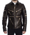 Dolce & Gabbana Brown Lambskin Leather Zipper Jacket In Brown
