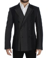 DOLCE & GABBANA DOLCE & GABBANA ELEGANT GRAY STRIPED WOOL SLIM MEN'S BLAZER