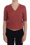 Dolce & Gabbana Red Wool Tweed Short Sleeve Sweater Pullover In Red