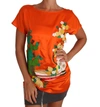 DOLCE & GABBANA DOLCE & GABBANA SILK ORANGE LEMON CRYSTAL T-SHIRT WOMEN'S TOP