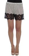 DOLCE & GABBANA DOLCE & GABBANA WHITE BLACK FLORAL LACE SILK SLEEPWEAR WOMEN'S SHORTS