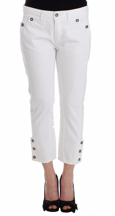Ermanno Scervino Women   Cropped  Branded Capri Jeans In White