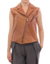 LA MAISON DU COUTURIER LA MAISON DU COUTURIER SLEEVELESS LEATHER COUTURE VEST IN RICH WOMEN'S BROWN
