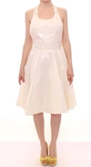 LICIA FLORIO LICIA FLORIO WHITE HALTERNECK KNEE LENGTH TEA WOMEN'S DRESS