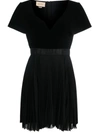 Gucci Logo Pleated Minidress In Black