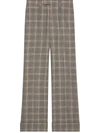 Gucci Wool And Linen Trousers With Prince Of Wales Motif In Grey