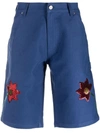 Sky High Farm Workwear Embroidered Denim Shorts In Blue