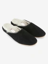 DEREK ROSE DEREK ROSE MEN'S MULE SLIPPERS DOUGLAS SUEDE SHEEPSKIN BLACK