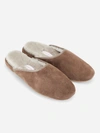 DEREK ROSE DEREK ROSE WOMEN'S MULE SLIPPERS IMOGEN SUEDE SHEEPSKIN CAMEL