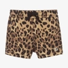 DOLCE & GABBANA BEIGE COTTON LEOPARD PRINT SHORTS