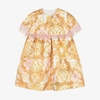 ALVIERO MARTINI GIRLS PINK & GOLD GEO MAP SATIN DRESS