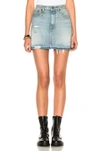 R13 R13 FOR FWRD EXCLUSIVE HIGH RISE DESTROYED MINI SKIRT IN BLUE,R13W0163 340