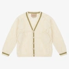 GUCCI IVORY POINTELLE COTTON KNIT GG CARDIGAN
