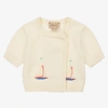 GUCCI BABY GIRLS IVORY KNITTED BOAT CARDIGAN