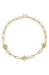 Bony Levy Iris Diamond & Peridot Station Bracelet In 18k Yellow Gold