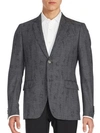 JOHN VARVATOS Regular-Fit Austin Printed Plaid Virgin Wool Sportcoat,0400090891772