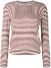 APC A.P.C. 'ANNABELLE' STRIPED POINTELLE-KNIT SWEATER - BROWN,COBRHF2358112015790