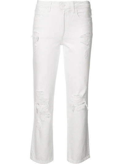 Alexander Wang Cult Distressed High-rise Straight-leg Jeans In White