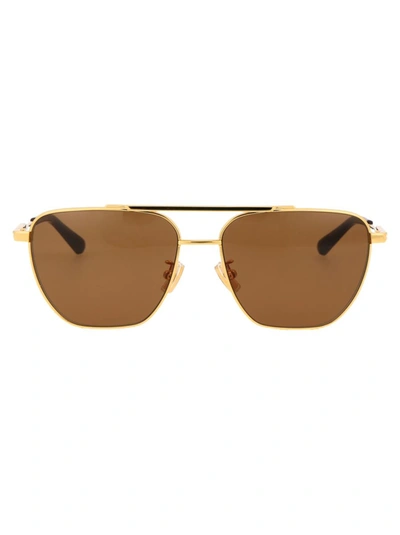 Bottega Veneta Bv1236s Sunglasses In 002 Gold Gold Brown
