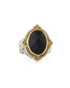 KONSTANTINO FACETED BLACK ONYX OVAL RING,PROD199130086