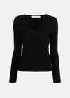 JONATHAN SIMKHAI JONATHAN SIMKHAI BLACK RIBBED-KNIT CUT-OUT TOP