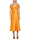 Alberta Ferretti Satin Off-the-shoulder Gown In Orange