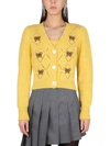 Alessandra Rich Butterfly-embroidered Pointelle Cardigan In Yellow