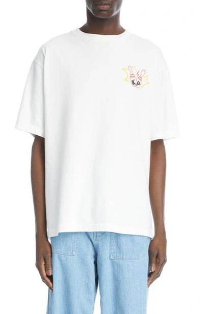 Kenzo White Oversize Bowling Team T-shirt In Cotton Man In Blanc Casse