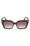 Tom Ford Winona 53mm Gradient Polarized Cat Eye Sunglasses In Bordeaux