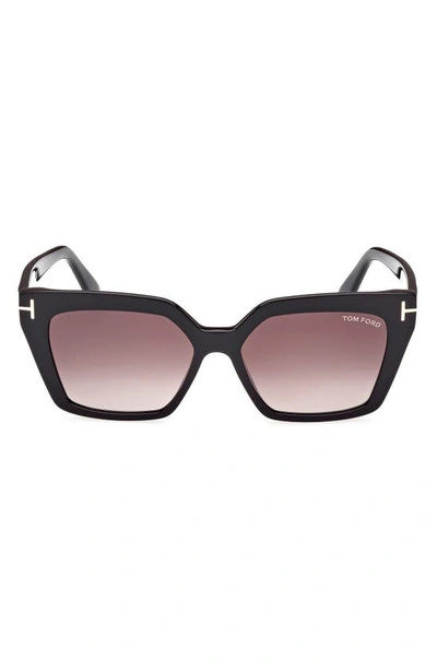 Tom Ford Winona 53mm Gradient Polarized Cat Eye Sunglasses In Bordeaux