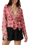 Free People Falling For You Floral Print Peplum Top In Hibiscus Combo