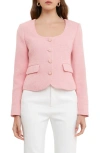 Endless Rose Scoop Neck Tweed Jacket In Pink