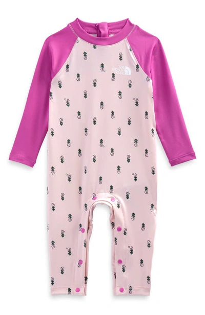 The North Face Babies' Amphibious Sun Romper In Purdy Pink Joy Floral