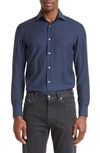 Zegna Cashco Cotton & Cashmere Button-up Shirt In Blue