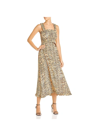 Faithfull The Brand Saint Tropez Womens Smocked Ruffled Midi Dress In Multi