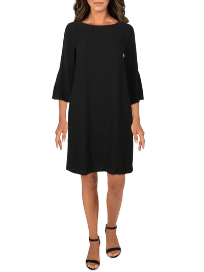 Eileen Fisher Womens Silk Boat Neck Shift Dress In Black