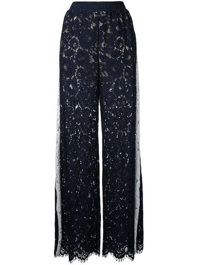 Goen J Embroidered Stripe Detail Palazzo Trousers In Black