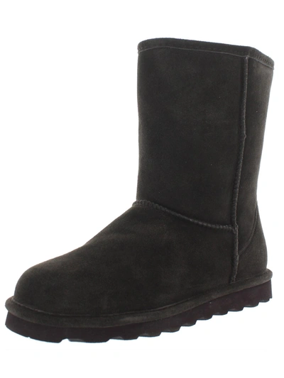 Bearpaw Elle Short Womens Suede Mid Calf Mid-calf Boots In Black
