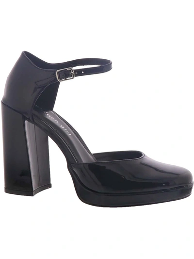 Madden Girl Unaa Womens Faux Leather Ankle Strap Block Heels In Black