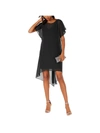 Adrianna Papell Chiffon Overlay High-low Cocktail Dress In Black