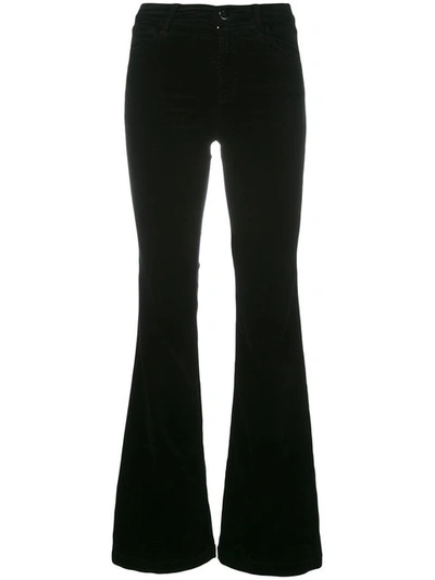 J Brand Maria High Rise Cotton Velvet Pants In Seriously Black