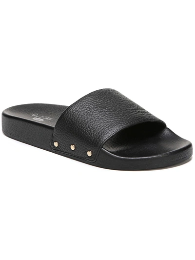 Dr. Scholl's Pisces Womens Leather Slip On Slide Sandals In Black