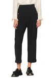 Sandro Womens Wide-leg High-rise Wool-blend Suit Trousers Bleus In Black