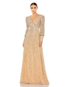 MAC DUGGAL SEQUINED WRAP OVER BISHOP SLEEVE GOWN - FINAL SALE