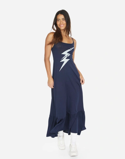 Lauren Moshi Beatrix Cracked Lightning Bolt In Navy