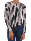 Dolce & Gabbana Cardigan Lightweight Silk Paint Stroke Sweater In Black/white