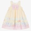 BALLOON CHIC GIRLS YELLOW FLORAL COTTON BOW DRESS