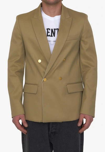 Valentino Double-breasted Blazer In Brown